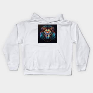 Neon Geometric Lion 2 Kids Hoodie